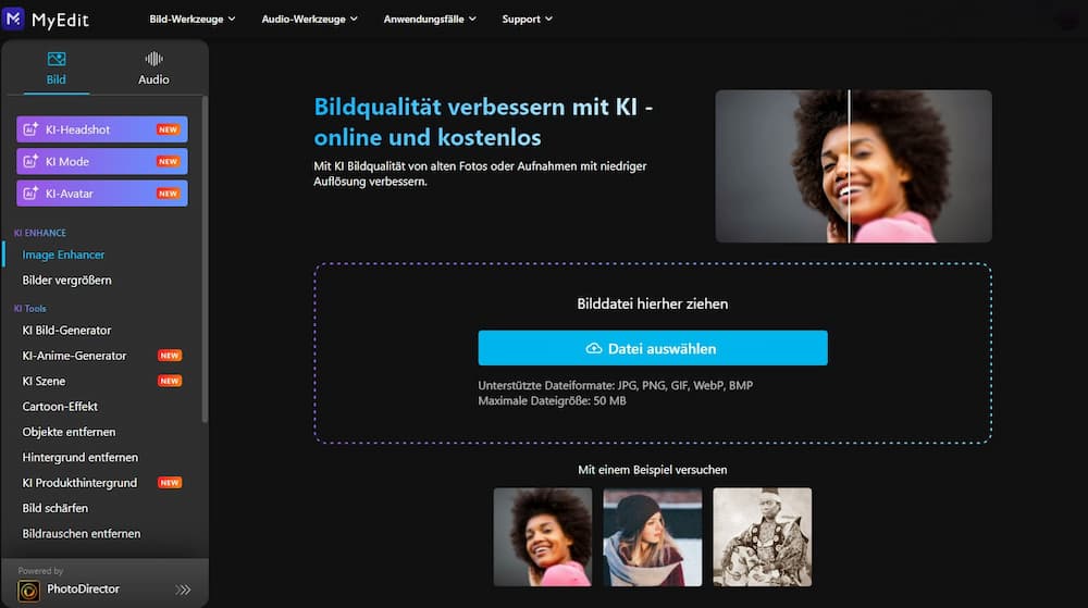 MyEdit - Bildqualität verbessern mit dem besten kostenlosen Online-Editor